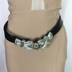 Vintage Leather Belt withMetal Hook Clasp